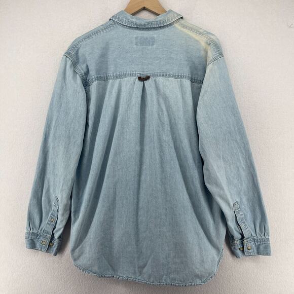 MARLBORO COUNTRY STORE Shirt Mens L Denim Button Up Cowboy Vintage Cotton Blue - Picture 2 of 12